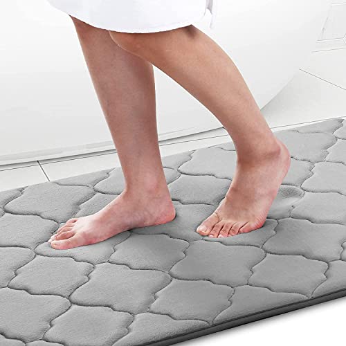 Homaxy Memory Foam Badezimmerteppich rutschfest Badematte Weich Badteppich Saugfähige Badvorleger Waschbar Pflegeleichte Duschvorleger - 60 x 120 cm, Grau von Homaxy