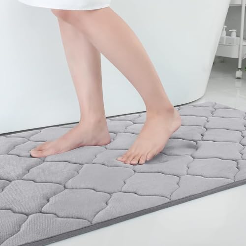 Homaxy Memory Foam Badezimmerteppich rutschfest Badematte Weich Badteppich Saugfähige Badvorleger Waschbar Pflegeleichte Duschvorleger - 60 x 120 cm, Grau von Homaxy