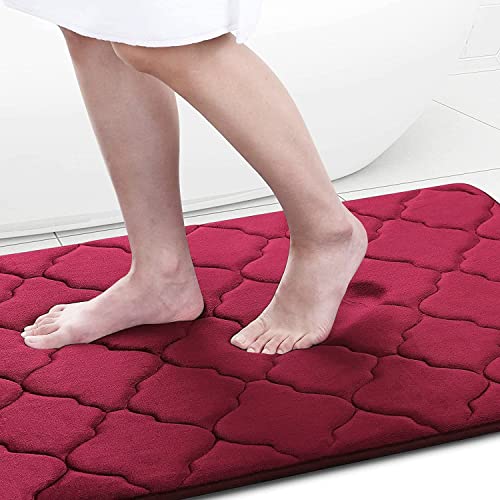 Homaxy Memory Foam Badezimmerteppich rutschfest Badematte Weich Badteppich Saugfähige Badvorleger Waschbar Pflegeleichte Duschvorleger - 60 x 120 cm, Weinrot von Homaxy