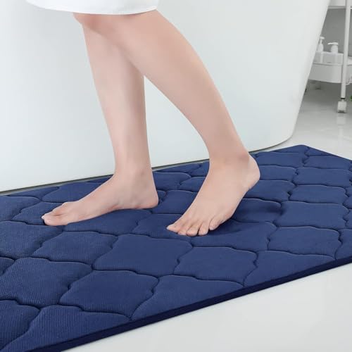 Homaxy Memory Foam Badezimmerteppich rutschfest Badematte Weich Badteppich Saugfähige Badvorleger Waschbar Pflegeleichte Duschvorleger - 60 x 90 cm, Marineblau von Homaxy