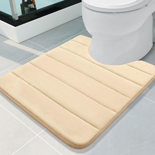 Homaxy - Memory Foam Badvorleger - rutschfeste Unterlage - Weiche, Wasserabsorbierende Badematte für WC und Badezimmer Memory Foam - Beige 50 x 60 cm von Homaxy