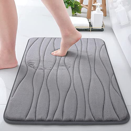 Homaxy Memoryschaum Badezimmerteppich Weich Badematte rutschfest Badvorleger Saugfähige Badteppich Waschbar Duschvorleger - Dunkelgrau, 50 x 76 cm von Homaxy