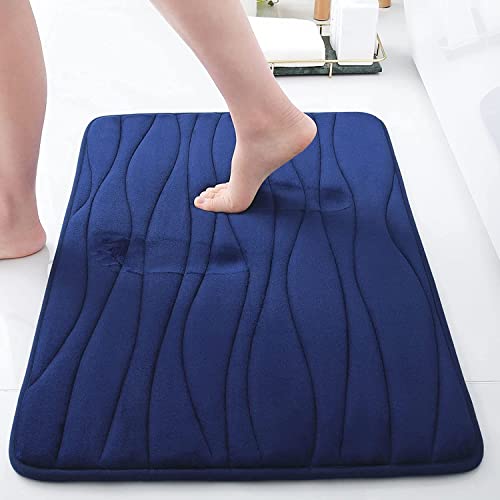 Homaxy Memoryschaum Badezimmerteppich Weich Badematte rutschfest Badvorleger Saugfähige Badteppich Waschbar Duschvorleger - Marineblau, 50 x 76 cm von Homaxy
