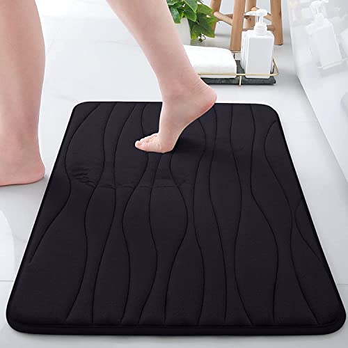 Homaxy Memoryschaum Badezimmerteppich Weich Badematte rutschfest Badvorleger Saugfähige Badteppich Waschbar Duschvorleger - Schwarz, 50 x 76 cm von Homaxy