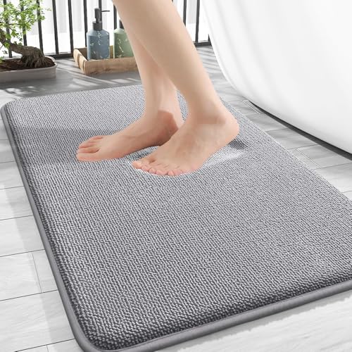 Homaxy Memoryschaum Badezimmerteppich Weich Badematte rutschfest Waschbar Dick Badteppich Saugfähig Badvorleger Bad Teppich Duschvorleger für Badezimmer - 40x60 cm, Grau von Homaxy