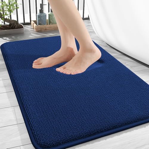 Homaxy Memoryschaum Badezimmerteppich Weich Badematte rutschfest Waschbar Dick Badteppich Saugfähig Badvorleger Bad Teppich Duschvorleger für Badezimmer - 50x76 cm, Marine Blau von Homaxy