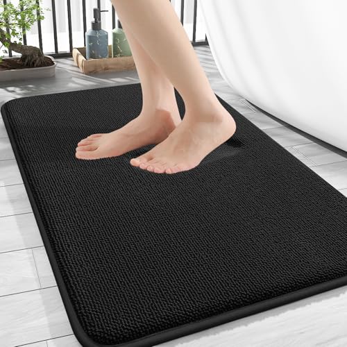 Homaxy Memoryschaum Badezimmerteppich Weich Badematte rutschfest Waschbar Dick Badteppich Saugfähig Badvorleger Bad Teppich Duschvorleger für Badezimmer - 50x76 cm, Schwarz von Homaxy