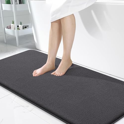 Homaxy Memoryschaum Badezimmerteppich Weich Badematte rutschfest Waschbar Dick Badteppich Saugfähig Badvorleger Bad Teppich Duschvorleger für Badezimmer - 60x120 cm, Dunkelgrau von Homaxy