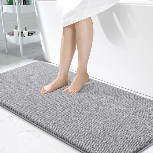 Homaxy Memoryschaum Badezimmerteppich Weich Badematte rutschfest Waschbar Dick Badteppich Saugfähig Badvorleger Bad Teppich Duschvorleger für Badezimmer - 60x120 cm, Grau von Homaxy