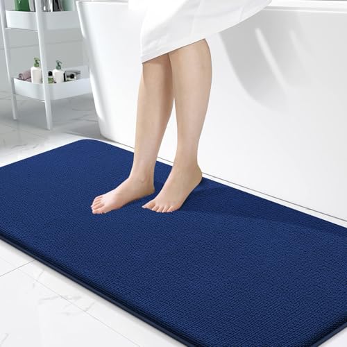 Homaxy Memoryschaum Badezimmerteppich Weich Badematte rutschfest Waschbar Dick Badteppich Saugfähig Badvorleger Bad Teppich Duschvorleger für Badezimmer - 60x120 cm, Marine Blau von Homaxy