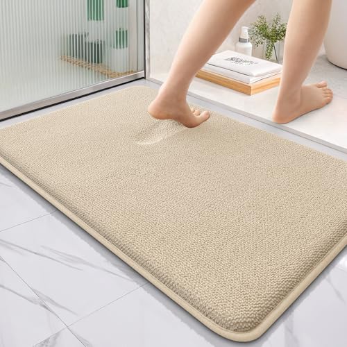Homaxy Memoryschaum Badezimmerteppich Weich Badematte rutschfest Waschbar Dick Badteppich Saugfähig Badvorleger Bad Teppich Duschvorleger für Badezimmer - 60x90 cm, Beige Homaxy Memoryschaum Badezimmerteppich Weich Badematte rutschfest Waschbar Dick Badteppich Saugfähig Badvorleger Bad Teppich Duschvorleger für Badezimmer - 60x90 cm, Beige von Homaxy