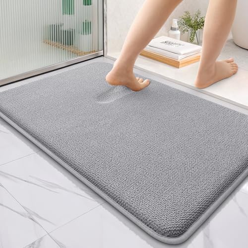 Homaxy Memoryschaum Badezimmerteppich Weich Badematte rutschfest Waschbar Dick Badteppich Saugfähig Badvorleger Bad Teppich Duschvorleger für Badezimmer - 60x90 cm, Grau von Homaxy