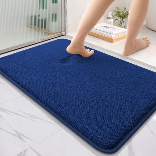Homaxy Memoryschaum Badezimmerteppich Weich Badematte rutschfest Waschbar Dick Badteppich Saugfähig Badvorleger Bad Teppich Duschvorleger für Badezimmer - 60x90 cm, Marine Blau von Homaxy