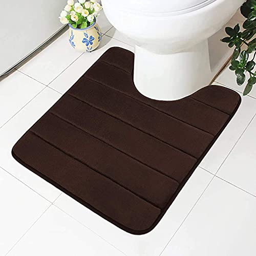 Homaxy Memoryschaum rutschfeste Weiches Vorleger Toilette mit Ausschnitt 50 x 60 cm, Saugfähig Badematte Stand WC, Waschbar Badteppiche für WC, Braun von Homaxy