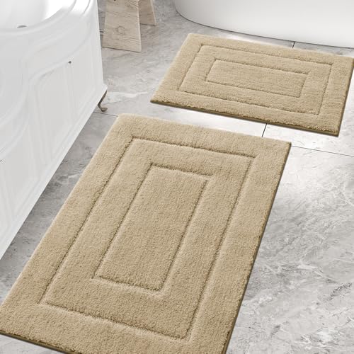 Homaxy Mikrofaser Badezimmerteppich Set 2 teilig rutschfest Waschbar Badematte Set Weiche Badteppich Set Wasserabsorbierend Badvorleger für Badezimmer - 40x60 cm+60x90 cm,Beige Homaxy Mikrofaser Badezimmerteppich Set 2 teilig rutschfest Waschbar Badematte Set Weiche Badteppich Set Wasserabsorbierend Badvorleger für Badezimmer - 40x60 cm+60x90 cm,Beige von Homaxy