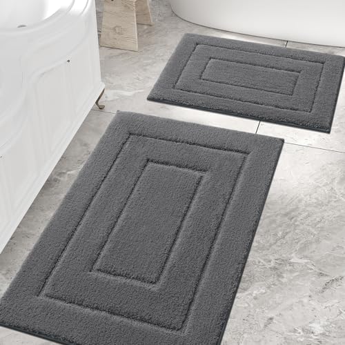 Homaxy Mikrofaser Badezimmerteppich Set 2 teilig rutschfest Waschbar Badematte Set Weiche Badteppich Set Wasserabsorbierend Badvorleger für Badezimmer - 40x60 cm+60x90 cm,Dunkelgrau Homaxy Mikrofaser Badezimmerteppich Set 2 teilig rutschfest Waschbar Badematte Set Weiche Badteppich Set Wasserabsorbierend Badvorleger für Badezimmer - 40x60 cm+60x90 cm,Dunkelgrau von Homaxy
