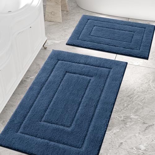 Homaxy Mikrofaser Badezimmerteppich Set 2 teilig rutschfest Waschbar Badematte Set Weiche Badteppich Set Wasserabsorbierend Badvorleger für Badezimmer - 40x60 cm+60x90 cm,Marine Blau Homaxy Mikrofaser Badezimmerteppich Set 2 teilig rutschfest Waschbar Badematte Set Weiche Badteppich Set Wasserabsorbierend Badvorleger für Badezimmer - 40x60 cm+60x90 cm,Marine Blau von Homaxy