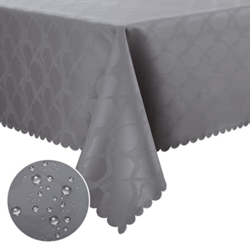 Homaxy PU Tischdecke Abwaschbar Lotuseffekt Hochwertig Eckig 130 x 160 cm Tischtuch Ornamente Tafeldecke Wasserabweisend Tischwäsche Fleckschutz pflegeleicht, Grau von Homaxy