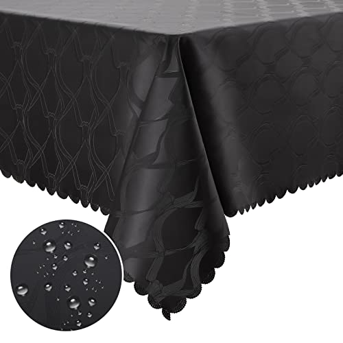 Homaxy PU Tischdecke Abwaschbar Lotuseffekt Hochwertig (350g/m²) Eckig 100 x 140 cm Tischtuch Ornamente Tafeldecke Wasserabweisend Tischwäsche Fleckschutz pflegeleicht, Schwarz von Homaxy