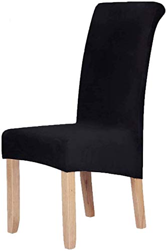 Homaxy Samt Stretch Esszimmer Stuhl Slipcover Satz von 2 - Spandex Plüsch Kurze Stuhl deckt solide große Esszimmer Stuhl Protector Home Decor, schwarz von Homaxy