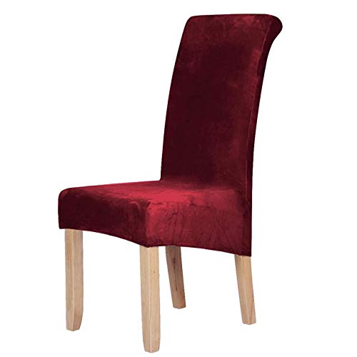 Homaxy Samt Stuhl Deckt Satz von 2, Stretch Esszimmer Stuhl Deckt, Spandex Plüsch Stuhl Decken Große Esszimmer Stuhl Protector (weinrot) von Homaxy