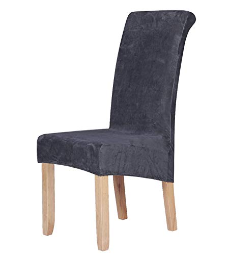 Homaxy Samt Stuhl Deckt Satz von 4, Stretch Esszimmer Stuhl Deckt, Spandex Plüsch Stuhl Decken Große Esszimmer Stuhl Protector (dunkelgrau) von Homaxy