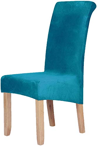 Homaxy Samt Stuhl Deckt Satz von 6, Stretch Esszimmer Stuhl Deckt, Spandex Plüsch Stuhl Decken Große Esszimmer Stuhl Protector (Peacock Blue) von Homaxy