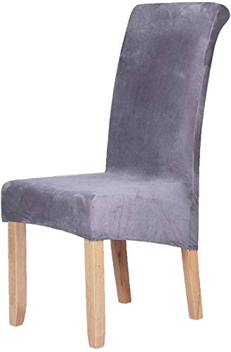Homaxy Samt Stuhl Deckt Satz von 6, Stretch Esszimmer Stuhl Slipcover, Spandex Plüsch Stuhl Decken Große Esszimmer Stuhl Protector (grau) von Homaxy