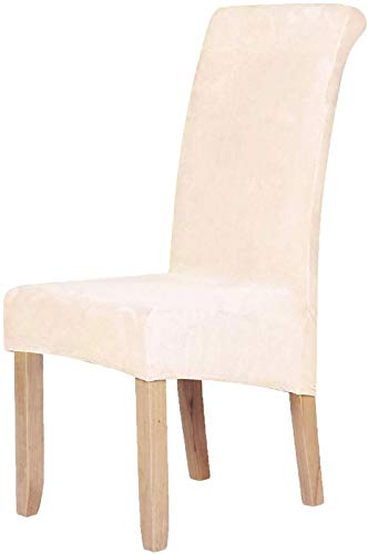 Homaxy Samt Stuhl deckt Satz von 2, Stretch Esszimmer Stuhl deckt, Spandex Plüsch Stuhl Decken Große Esszimmer Stuhl Protector (Beige) von Homaxy