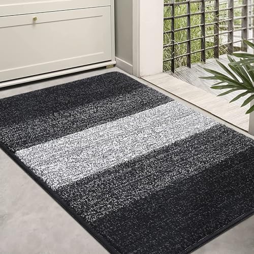 Homaxy Schmutzfangmatte Innen, rutschfeste Fußmatte, Maschinenwaschbare Robust Fussmatte Saugstarke Türmatte für Hund, Eingang, Haustür (60 x 90 cm, Schwarz) von Homaxy