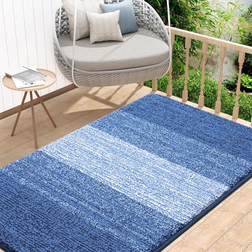 Homaxy Schmutzfangmatte Innen, rutschfeste Fußmatte, Maschinenwaschbare Robust Fussmatte Saugstarke Türmatte für Hund, Eingang, Haustür (80 x 120 cm, Marine Blau) von Homaxy