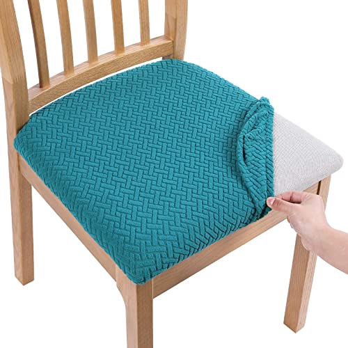 Homaxy Stuhlbezug Sitzfläche 2er Set, Stretch Bezug für Stühle Sitzbezüge für Esszimmerstühle Abwaschbar Schonbezug Stuhl Hussen für Stühle, Blaugrün von Homaxy