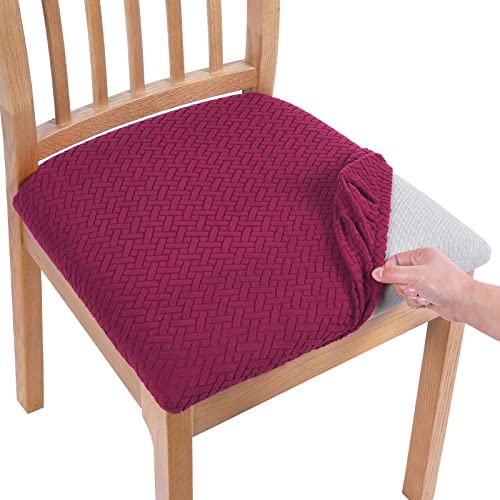 Homaxy Stuhlbezug Sitzfläche 2er Set, Stretch Bezug für Stühle Sitzbezüge für Esszimmerstühle Abwaschbar Schonbezug Stuhl Hussen für Stühle, Burgunder von Homaxy