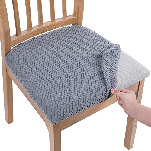 Homaxy Stuhlbezug Sitzfläche 2er Set, Stretch Bezug für Stühle Sitzbezüge für Esszimmerstühle Abwaschbar Schonbezug Stuhl Hussen für Stühle, Grau von Homaxy