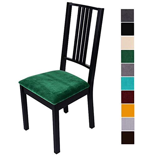 Homaxy Stuhlbezug Sitzfläche Samt Weich Sitzbezug Stuhl Stretch-sitzbezüge für Esszimmerstühle Abwaschbar Schonbezug Hussen für Stühle- 2er Set, Grün von Homaxy