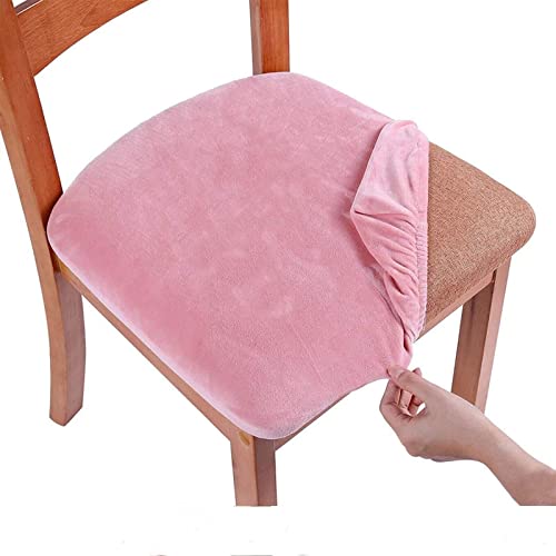 Homaxy Stuhlbezug Sitzfläche Samt Weich Sitzbezug Stuhl Stretch-sitzbezüge für Esszimmerstühle Abwaschbar Schonbezug Hussen für Stühle- 2er Set, Rosa von Homaxy