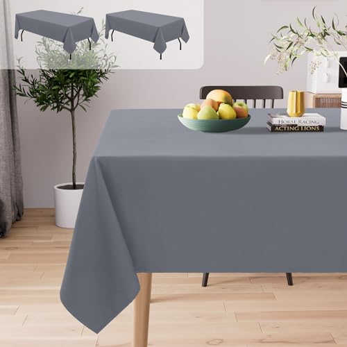 Homaxy Tischdecke Abwaschbar Lotuseffekt Rechteckig 140 x 100 cm, 2 Stück, Tischtuch Wasserabweisend Tafeldecke Abwischbare aus Polyester Schmutzabweisend Pflegeleicht für Küche Party, Grau von Homaxy