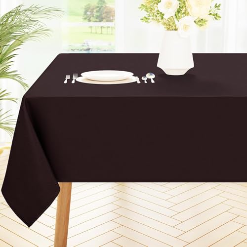 Homaxy Tischdecke Abwaschbar Lotuseffekt Rechteckig 140 x 100 cm Tischtuch Wasserabweisend Tafeldecke Abwischbare aus Polyester Schmutzabweisend Pflegeleicht für Küche Party, Braun von Homaxy