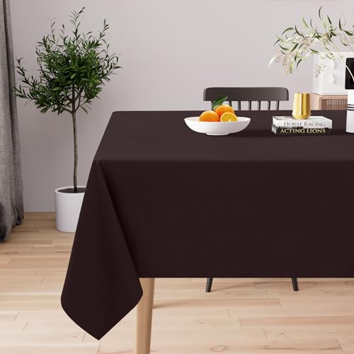 Homaxy Tischdecke Abwaschbar Lotuseffekt Rechteckig 140 x 200 cm Tischtuch Wasserabweisend Tafeldecke Abwischbare aus Polyester Schmutzabweisend Pflegeleicht für Küche Party, Braun von Homaxy