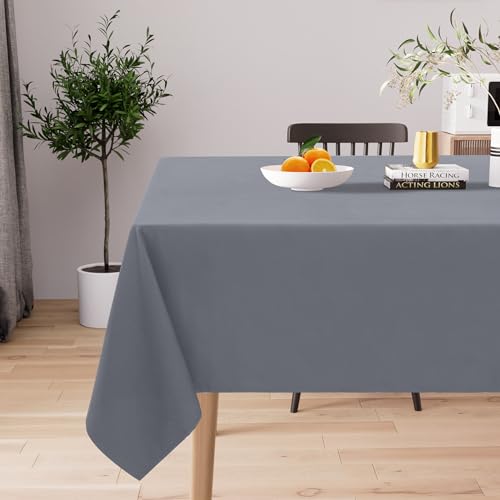Homaxy Tischdecke Abwaschbar Lotuseffekt Rechteckig 140 x 200 cm Tischtuch Wasserabweisend Tafeldecke Abwischbare aus Polyester Schmutzabweisend Pflegeleicht für Küche Party, Grau von Homaxy