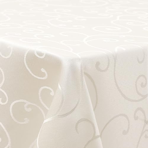 Homaxy Tischdecke Abwaschbar Rechteckig 100x140cm Polyester Tischtuch Tafeldecke Jacquard Tischwäsche Ornamente Schmutzabweisend Pflegeleicht, Beige von Homaxy