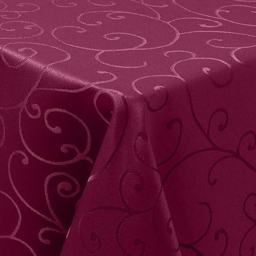 Homaxy Tischdecke Abwaschbar Rechteckig 100x140cm Polyester Tischtuch Tafeldecke Jacquard Tischwäsche Ornamente Schmutzabweisend Pflegeleicht, Weinrot von Homaxy