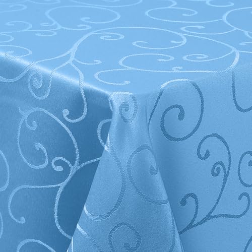 Homaxy Tischdecke Abwaschbar Rechteckig 130x160cm Polyester Tischtuch Tafeldecke Jacquard Tischwäsche Ornamente Schmutzabweisend Pflegeleicht, Blau von Homaxy