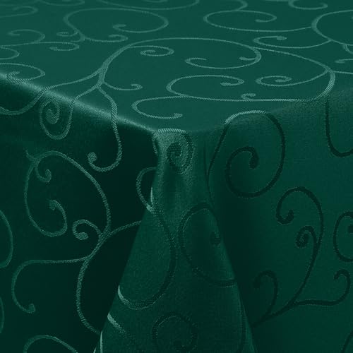 Homaxy Tischdecke Abwaschbar Rechteckig 130x160cm Polyester Tischtuch Tafeldecke Jacquard Tischwäsche Ornamente Schmutzabweisend Pflegeleicht, Dunkelgrün von Homaxy