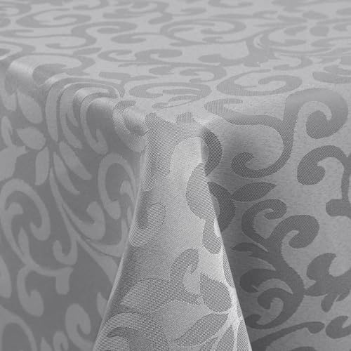 Homaxy Tischdecke Abwaschbar Rechteckig 130x220cm Tischtuch Polyester Tafeldecke Jacquard Tischwäsche Ornamente Pflegeleich Schmutzabweisendt, Grau von Homaxy