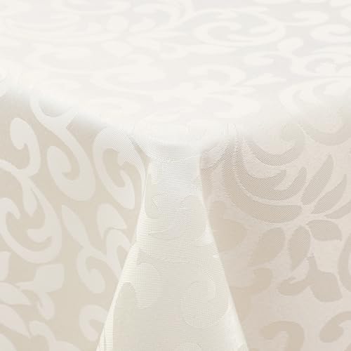 Homaxy Tischdecke Abwaschbar Rechteckig 140x240cm Tischtuch Polyester Tafeldecke Jacquard Tischwäsche Ornamente Pflegeleich Schmutzabweisendt, Beige von Homaxy