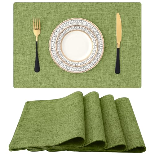 Homaxy Tischsets Abwaschbar 4er Set, Platzsets Abwischbar Leinen Hitzebeständig Platzdeckchen rutschfest Doppelseitigen Tischuntersetzer Tischsets Stoff, Grün Homaxy Tischsets Abwaschbar 4er Set, Platzsets Abwischbar Leinen Hitzebeständig Platzdeckchen rutschfest Doppelseitigen Tischuntersetzer Tischsets Stoff, Grün von Homaxy