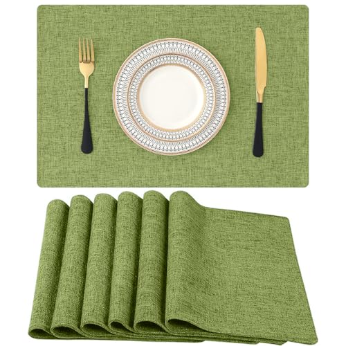 Homaxy Tischsets Abwaschbar 6er Set, Platzsets Abwischbar Leinen Hitzebeständig Platzdeckchen rutschfest Doppelseitigen Tischuntersetzer Tischsets Stoff, Grün Homaxy Tischsets Abwaschbar 6er Set, Platzsets Abwischbar Leinen Hitzebeständig Platzdeckchen rutschfest Doppelseitigen Tischuntersetzer Tischsets Stoff, Grün von Homaxy