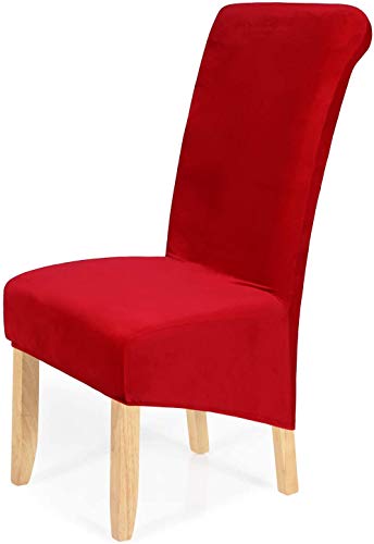 Homaxy Velvet Stuhlhussen 6er Set, Stretch Esszimmerstuhl Hussen, Spandex Plüsch Stuhlbezug Großes Esszimmer Stuhl Protector (Rot) von Homaxy