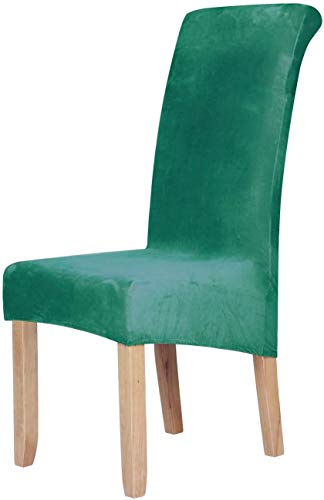 Homaxy Velvet Stuhlhussen 2er Set, Stretch Esszimmerstuhl Hussen, Spandex Plüsch Stuhlbezug Großes Esszimmer Stuhl Protector (Dunkelgrün) von Homaxy